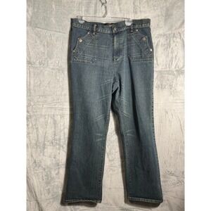 Venezia Jeans Womens 16 Tall Blue Stretch Straight Leg Multi Pocket Denim Pants